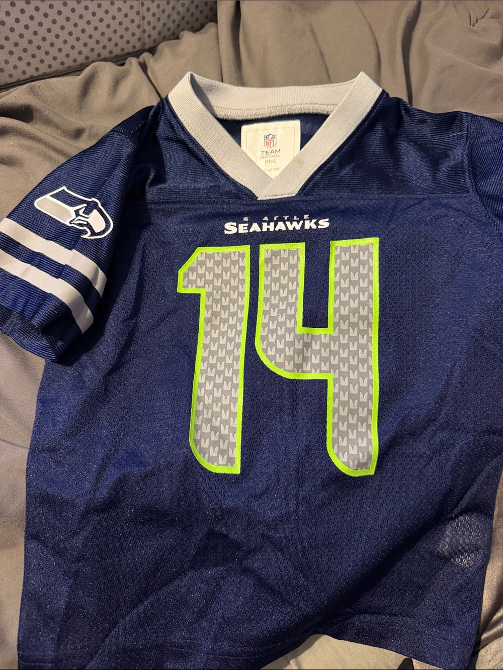NFL Seattle Seahawks Youth Navy Jersey #14 with Neon Green Accents